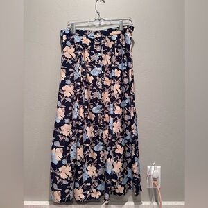 Vintage Segue Boho Prairie Floral Midi Skirt‎ Button Front Made in USA Sz Small